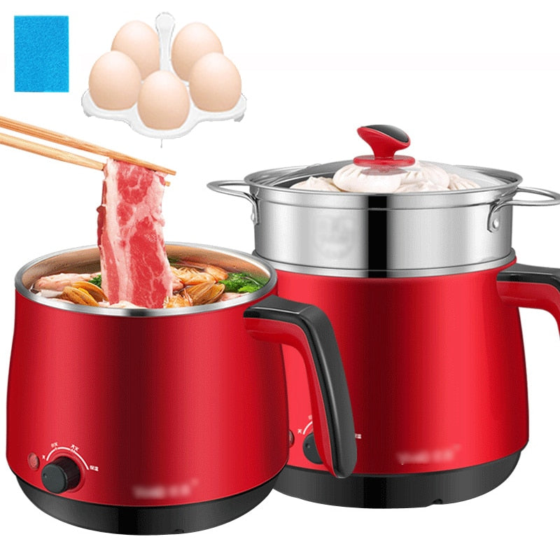 Home Electric Skillet Mini dormitory Hot pot cooking pot multifunction electric cooker With steamer
